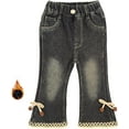 thumbnail image 1 of Peacolate 2-8Years Little Girls Spring Autumn Winter Black Embroidered Jeans Pants for Kid,Fleece-lined,3-4Years, 1 of 3