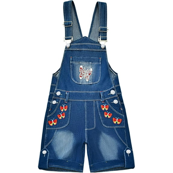 Peacolate 3-11T Little Girls Jumpsuit Children Bib Overalls Denim Strap Skirt Shorts Jeans Pants Colorful Tie-dye Shortalls Suspender,Butterfly,9-10Years