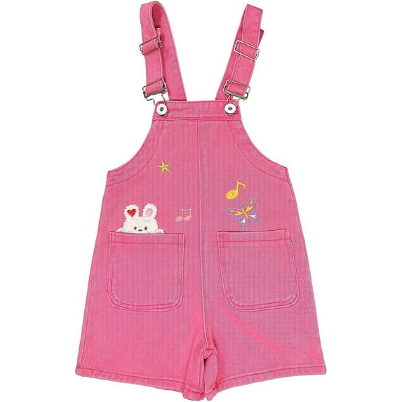 Peacolate 3-11T Little Girls Jumpsuit Children Bib Overalls Denim Strap Skirt Shorts Jeans Pants Colorful Tie-dye Shortalls Suspender,Pink,6Years