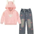 thumbnail image 1 of Peacolate 3-7T Spring Fall Little Girls 2pcs Clothing Set Knit Sweater and Embroidered Jeans,Pink Heart,6Years, 1 of 6