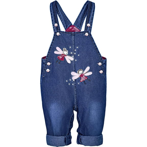 Peacolate 3Months-3Years Baby Girl Embroidery Denim Overalls Children's Bib Pants Jeans,Fairy,6-9Months