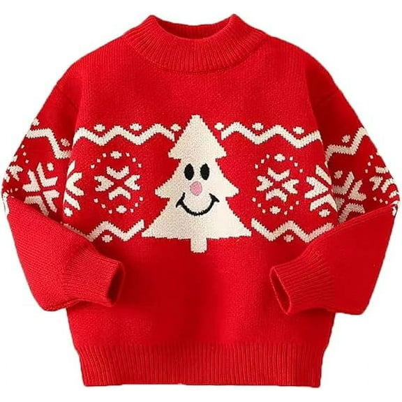 Peacolate 4-10 Years Little Big Girls' Embroidered Sweater Knit Pullover,Red-white,5-6Years