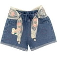 thumbnail image 1 of Peacolate 4-10Y Little&Big Girls Denim Summer Shorts Teens Elastic Waistband Heart Jeans,5-6Years, 1 of 4