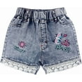 thumbnail image 1 of Peacolate 4-11Y Girls Denim Shorts Elastic Waistband Flower Ripped Jeans,Butterfly,4Years, 1 of 3