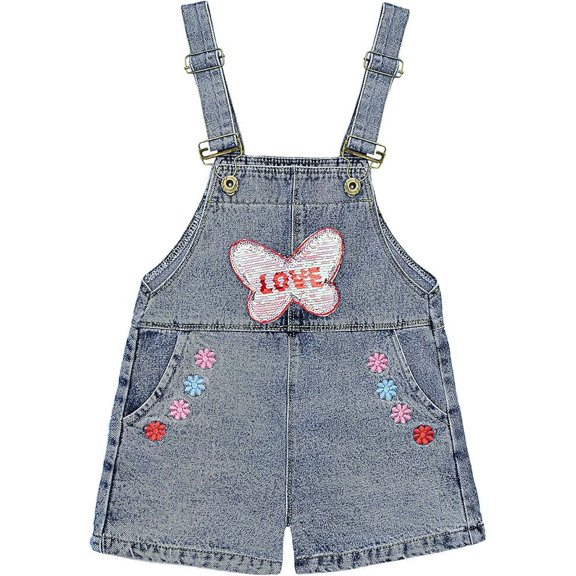 Peacolate 5-10T Little&Big Girls Adjustable Straps Short Overalls Jeans Outfits,Butterfly,4-5Years
