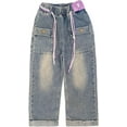 thumbnail image 1 of Peacolate 5-12Years Little Girls' Straight Jeans Pants for Big Girls,Purple Rope,7-8Years, 1 of 2