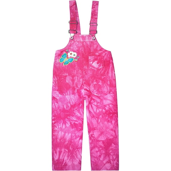 Peacolate 5-14Years Girls Pink Embroidered Denim Overalls Tie-dye Jumpsuits Adjustable Belts Suspenders for Kids Girls Romper,Rose red,6-7Years