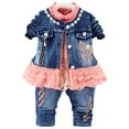 thumbnail image 1 of Peacolate 6-4Years Spring Autumn Little Girls Clothing Set 3 pcs Sets T Shirt Sequins Jacket and Jeans,Orange,6-12Months, 1 of 5
