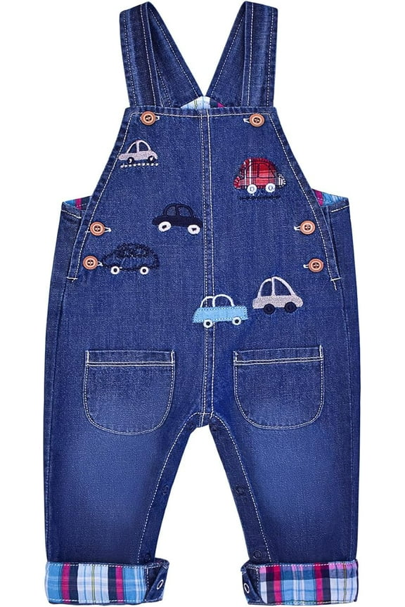 6Months-3Y Baby Boy Thin denim overalls 1pcs Jumpstuis Kids pants,Car, 9-12M