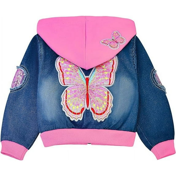 Peacolate Spring And Autumn 3-10Years Girls Denim Print Jacket,Pink,4-5Years