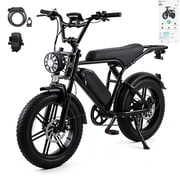 Peak 1500W Adult Electric Bicycle, 48V 15Ah Battery, 20 Inch x 4 Inch Fat Tires, Full Suspension, 7-Speed Gear, Electric Mountain Bike, UL2849
