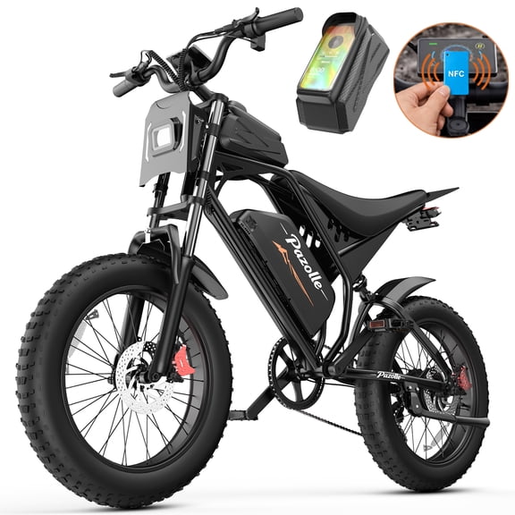 Peak 2000W Electric Dirt Bike with NFC 37MPH,52V 25Ah Battery,Max 80Mi, 20" Fat Tire E Dirt Bike for Adults,Full Suspension & Disc Brakes,cTUVus Certified