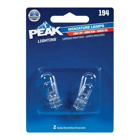 PEAK Mini Incandescent Automotive Bulb 194 - Universal Fit, White - 1 Piece