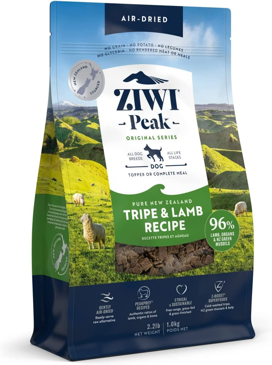 Peak Air Dried Dog Food All Natural High Protein Grain Free Limited Ingredient with Superfoods Tripe Lamb 2.2 lb Walmart