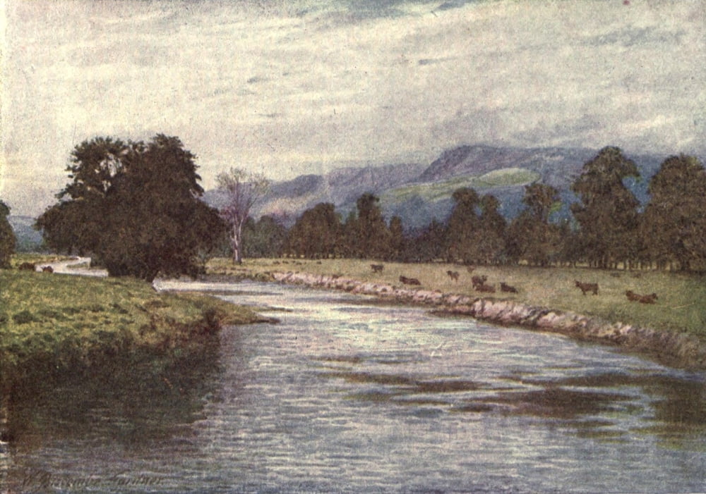 Peak Country 1914 Chatsworth Park & River Derwent Canvas Art - W Biscombe Gardner (18 x 24)