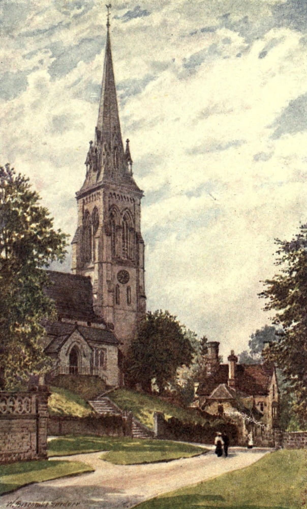 Peak Country 1914 Edensor Church Canvas Art - William Biscombe Gardner (24 x 36)