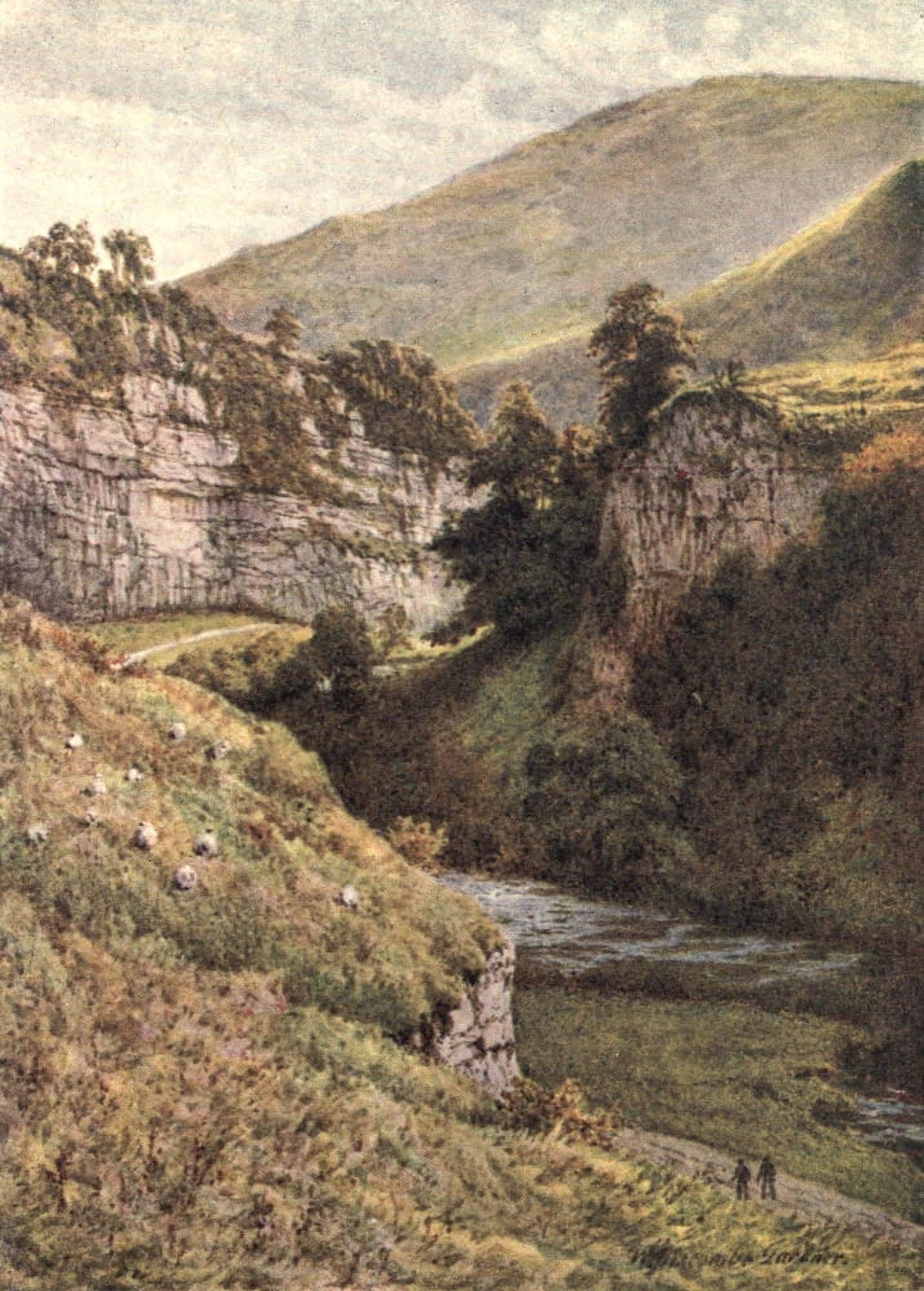 Peak Country 1914 Millers Dale near Litton Mills Canvas Art - William Biscombe Gardner (24 x 36)