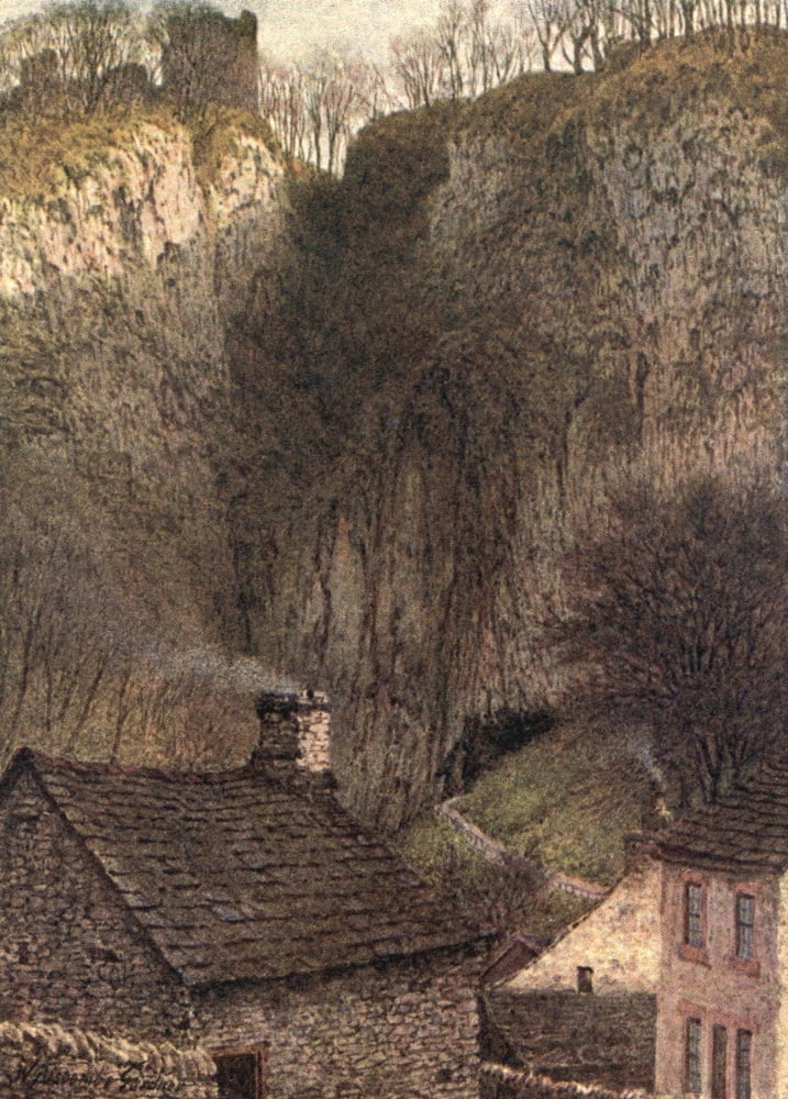 Peak Country 1914 Peak Cavern & Peak Castle Canvas Art - William Biscombe Gardner (24 x 36)