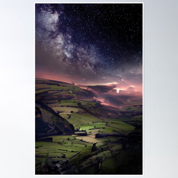 Peak District Night Poster Wall Art, Modern Wall Decor, 8x12 UNFRAMED