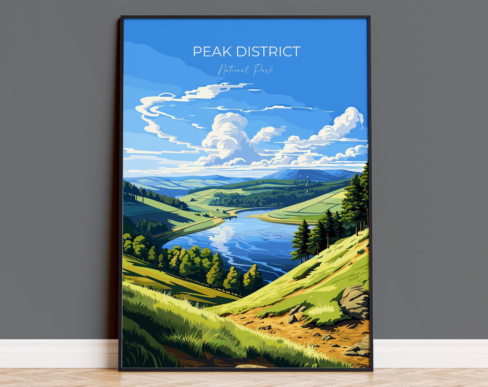 Peak District Travel Poster Wall Art, Travel Print of Peak District ...