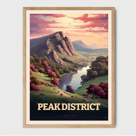 Peak District UK National Park Nature Illustration Wall Art, Unframed Paper Poster 8x10in