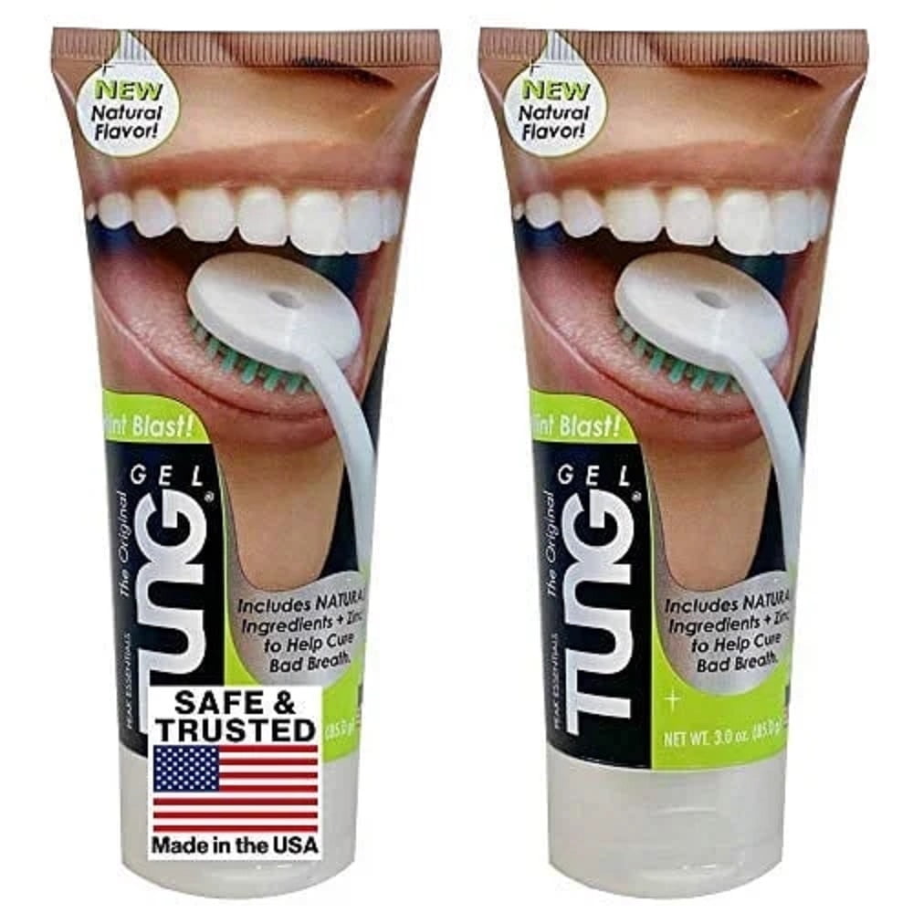 Peak Essentials | TUNG Tongue Gel - Mint Blast Natural Tongue Cleaning Paste - Bad Breath and Halitosis - Mouth Odor Eliminator - Fight Bad Breath - BPA Free - Made in America - (2 PACK)