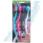Tung Plastic Tongue Scraper, Tongue Brush, Tongue Cleaner for Adults, Scrubber, Plastic, Fight Bad Breath and Halitosis - Mouth Odor Eliminator, Tongue Scraper Cleaner, Made in America, 4-Pack