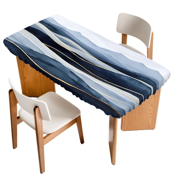 Peak Golden Texture Fitted Rectangle Tablecloth 24" x 36" Blue Watercolor Cloud Diffuse Effect Elastic Table Cloth Fits for 3 Foot Folding Tables Waterproof Table Cover for Picnic Camping Outdoor