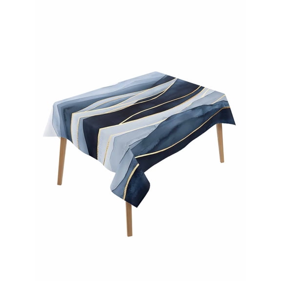 Peak Golden Texture Table Cloth 60x84 Inch Rectangle, Blue Watercolor Cloud Diffuse Effect Waterproof Tablecloth Washable Table Cover for Party Picnic Dinner Decor