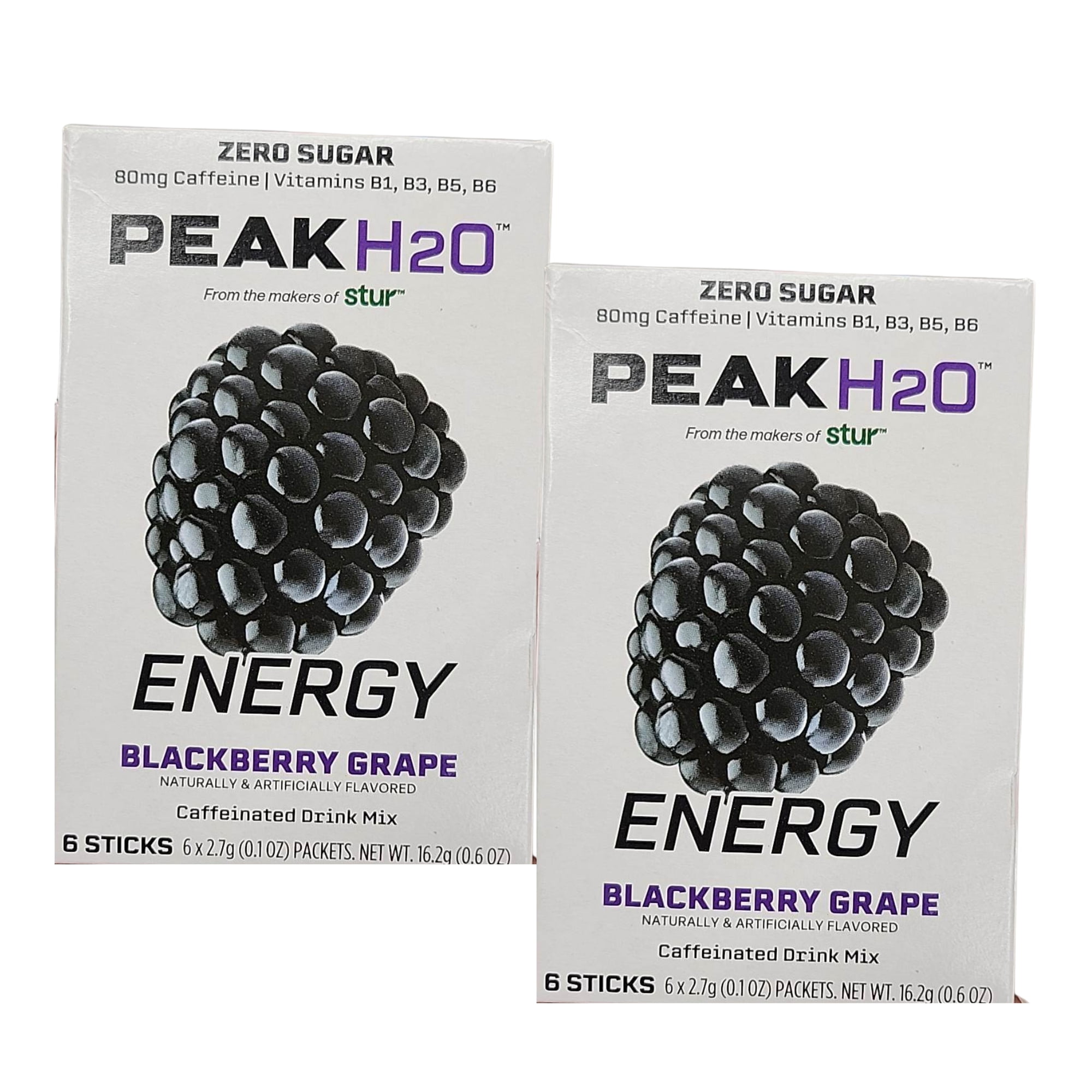 Peak H2O Blackberry Grape On the Go Drink Mix, Zero Sugar No Color or