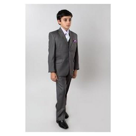 Peak Lapel 2 Button Front Closure Boys Suits Green - 5