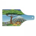thumbnail image 1 of Peak Lion Cutting Board, Animals in Jungle Fauna Tree and Volcano Cartoon, Decorative Tempered Glass Cutting and Serving Board, in 3 Sizes, by Ambesonne, 1 of 2