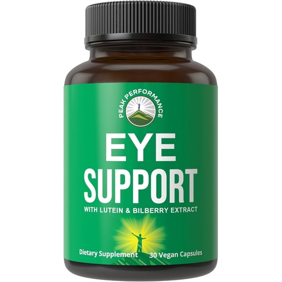 Peak Performance Eye Vitamins - Macular Support Supplement with Lutein, Zeaxanthin, Astaxanthin, Carotenoids, Bilberry Extract. Capsules for Aging Eyes, Computer, Smartphone Users. Avoid Degeneration