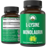 Peak Performance L-Lysine + Monolaurin Immune Support Supplement, Skin & Lip Care, 60 Count