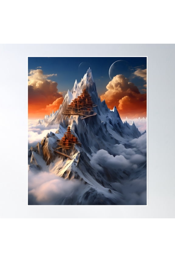 Peak Perspectives: Surreal Mountain Visions Poster Wall Art, Modern Wall Decor, 8x12 UNFRAMED