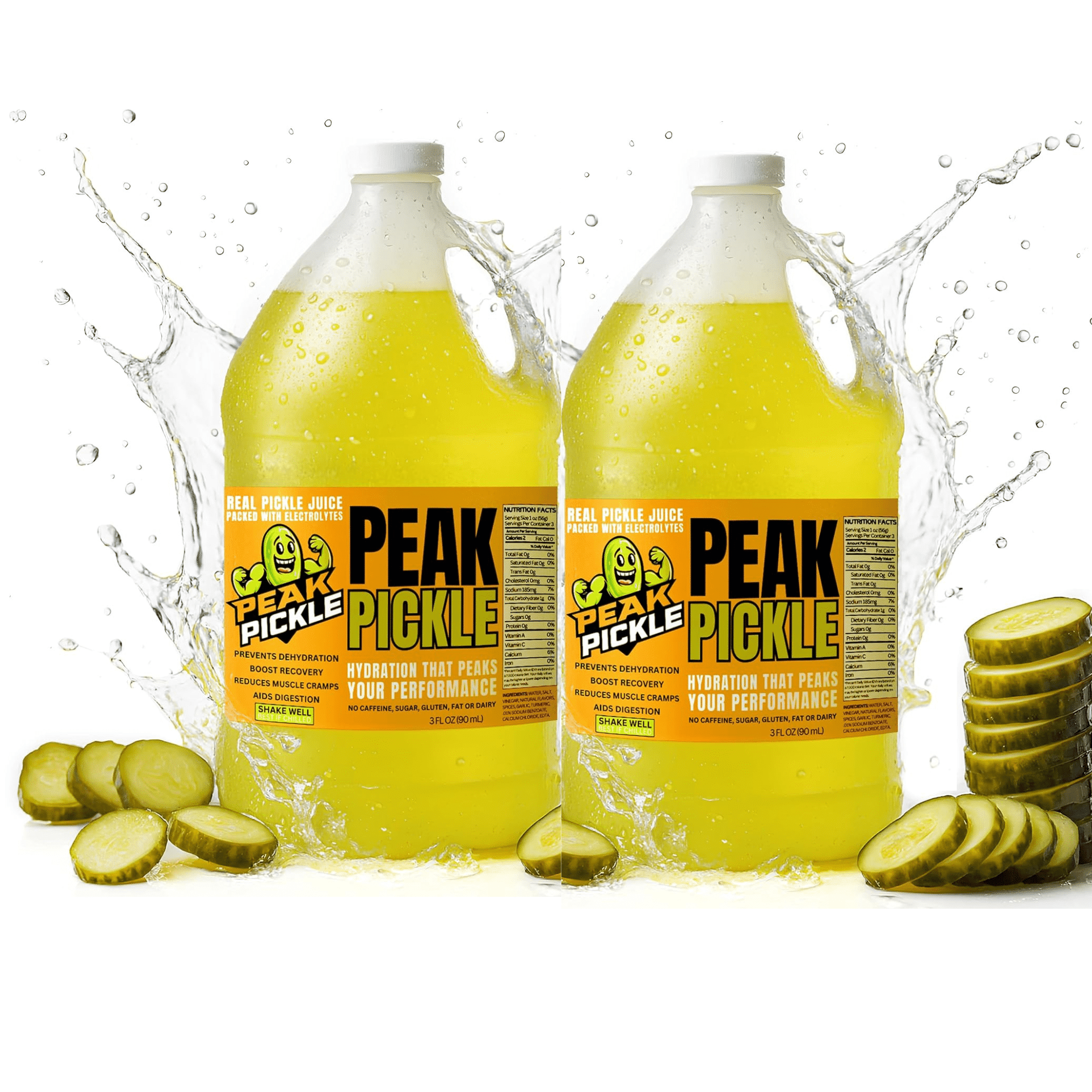 Peak Pickle Dill Pickle Juice-2 Pack of 1 Gallon Pickle Juice Sports Drink For Leg Cramps- Pickle Juice Gallon for Muscle Cramp Relief- Pickle Juice Shots For Leg Cramps- Kosher Dill Pickle Juice