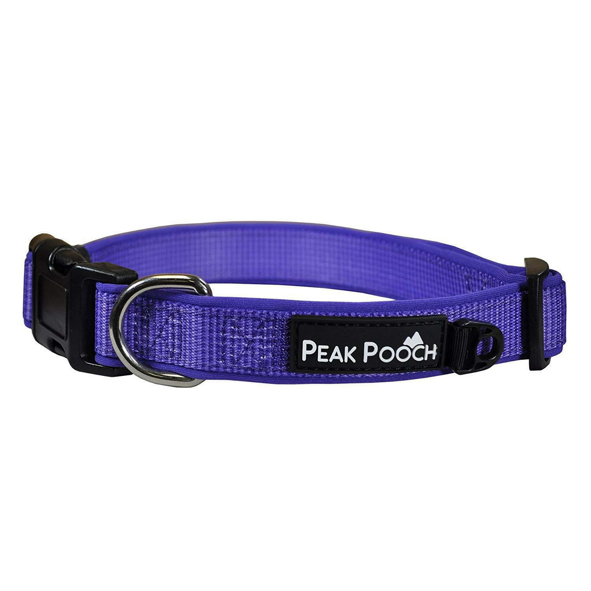 Peak Pooch Premium Designer Dog Collars Soft Padded Adjustable for All Dogs, Purple, Large