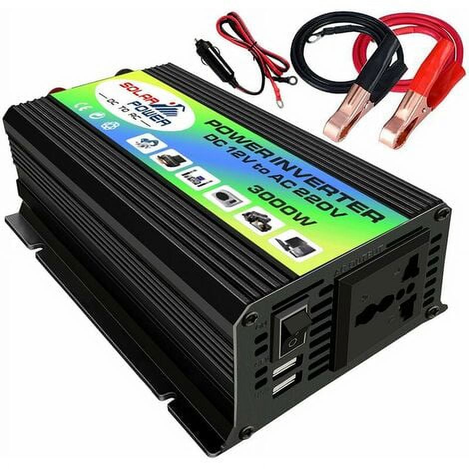 Peak Power 3000W Modified sinusoidal wave inverter High frequency converter DC 12V to AC 220V, Black