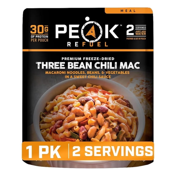 Peak Refuel Three Bean Chili Mac Freeze-Dried High Protein 1-Pack 2 Servings