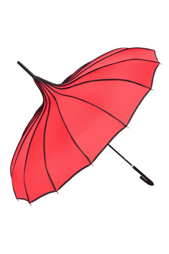 Peak Shaped Umbrella Wedding Parasol Bridal Umbrella Windproof Waterproof-Red