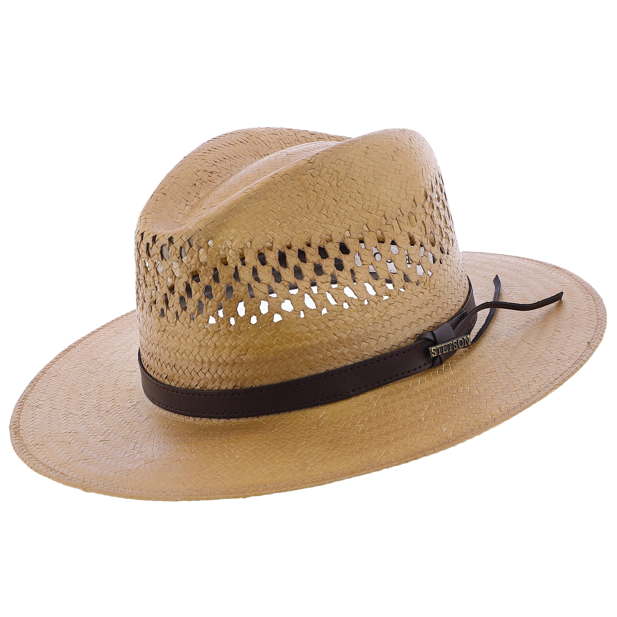 Peak View Shantung Straw Safari Fedora Hat - L - Copper
