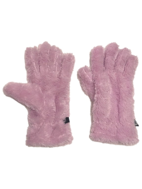 Womens Plush Fuzzy Pink Gloves Fleece Lined Large