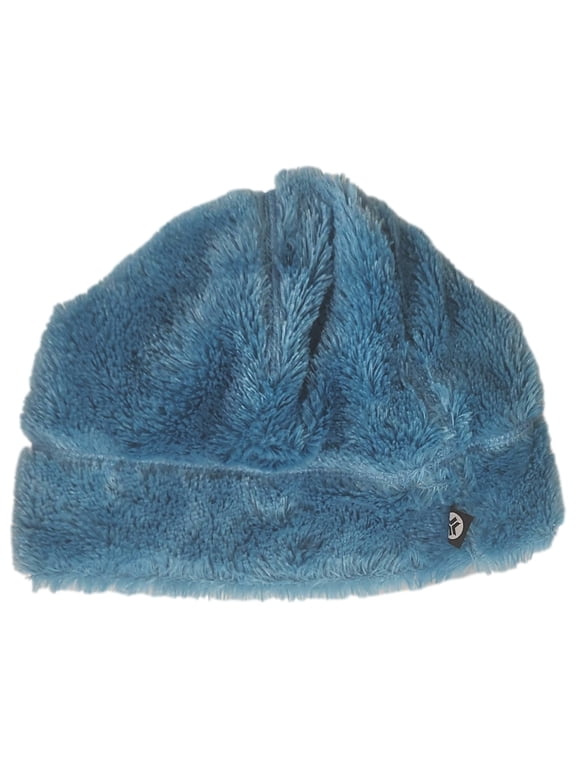 Womens Soft Plush Fuzzy Blue Fleece Lined Beanie Stocking Cap Hat