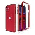 thumbnail image 1 of PeakDrop Compatible with iPhone 11 Case, Clear Full Body Protective Case Transparent Cover for iPhone 11 (2X Glass Screen Protector Included) - Red, 1 of 7