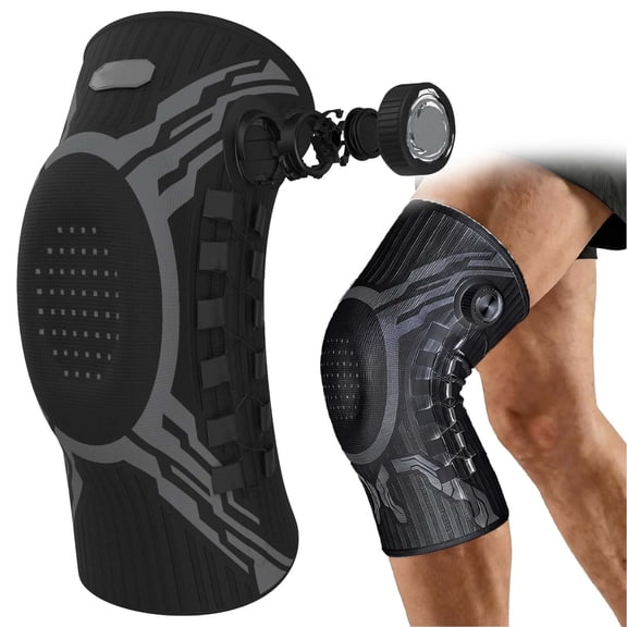 PeakFlex Knee Brace, Micro-Adjust Dial, Adjustable Compression Knee Support Brace for Men & Women, Breathable Anti-Slip Knee Stabilizer for Running, Workout, Hiking & Gym