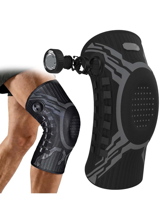 PeakFlex Knee Brace, Micro-Adjust Dial, Adjustable Compression Knee Support Brace for Men & Women, Breathable Anti-Slip Knee Stabilizer for Running, Workout, Hiking & Gym