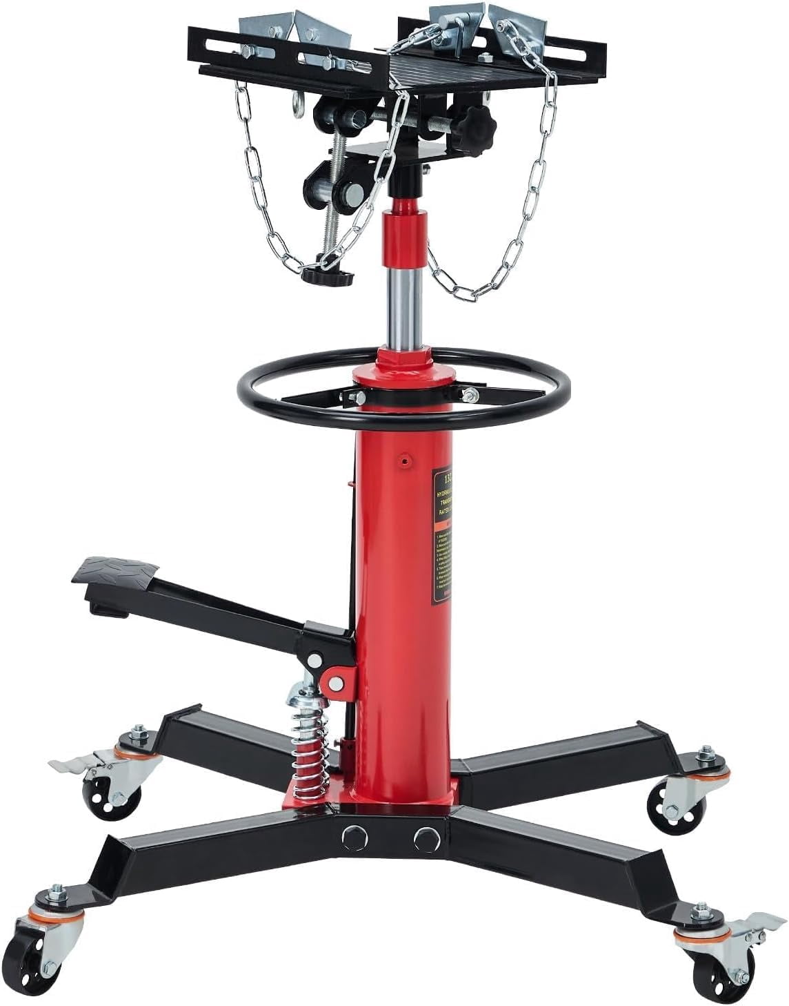 PeakPursuit 1322 LBS Hydraulic Transmission Jack, 33.5-70 Inch Lift Height with 360° Swivel Wheels & Foot Pedal, Telescoping Jack Stand with 30° Tilt Saddle for Cars, Light Trucks