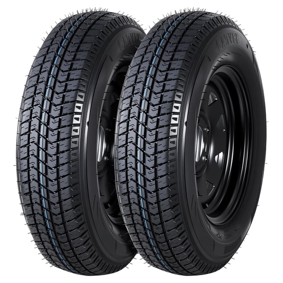 ST175/80D13 5 lug Trailer Tire and Wheel Assembly, Load Range C 6PR, 5 Lug 4.5" Bolt Pattern, Black Steel 13" Rim, Set of 2 for Utility and Boat Trailers