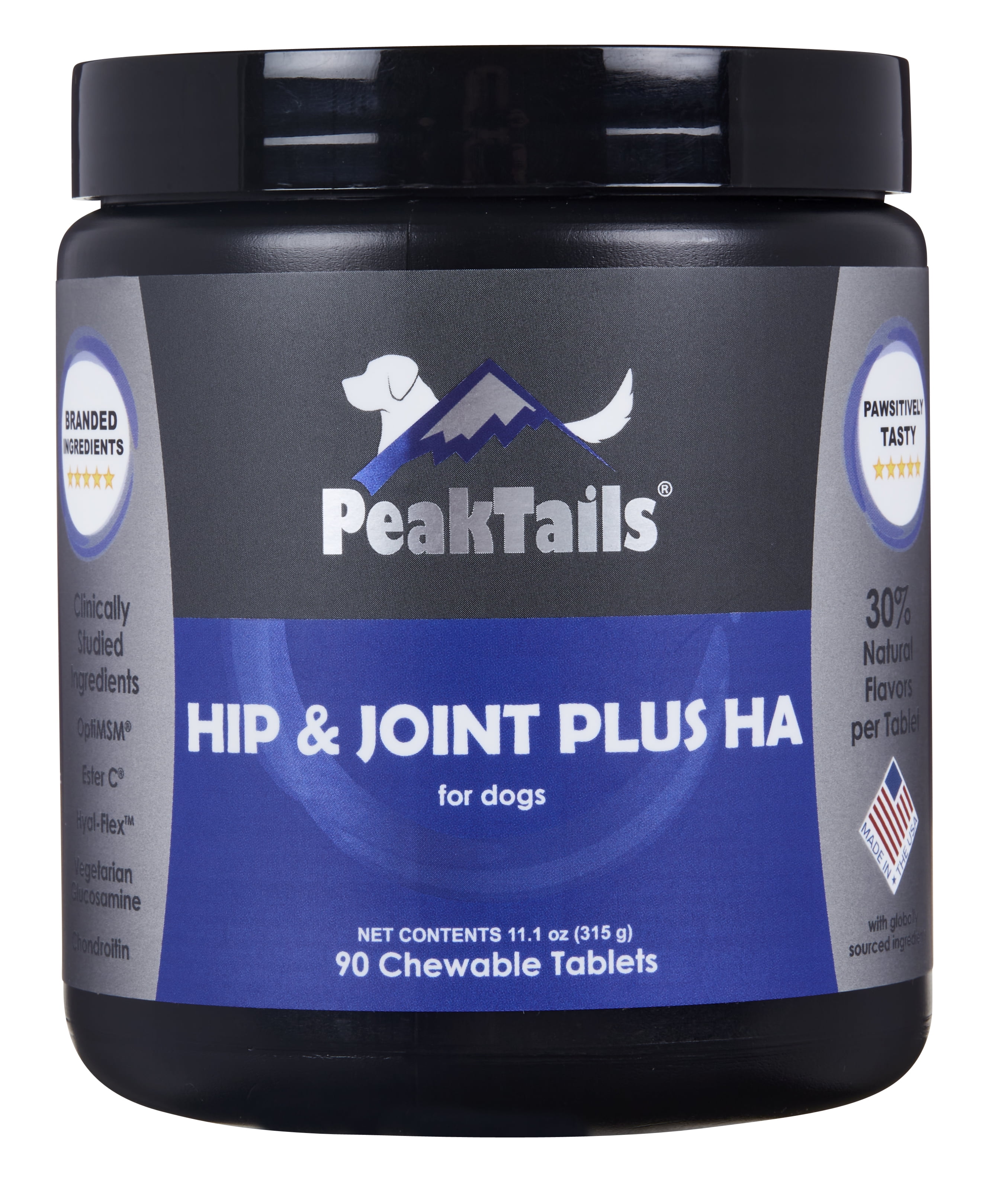 Tablet Hip Rider PeakTails Hip and Joint Plus with HA, 90 Chewable Tablets - Walmart.com