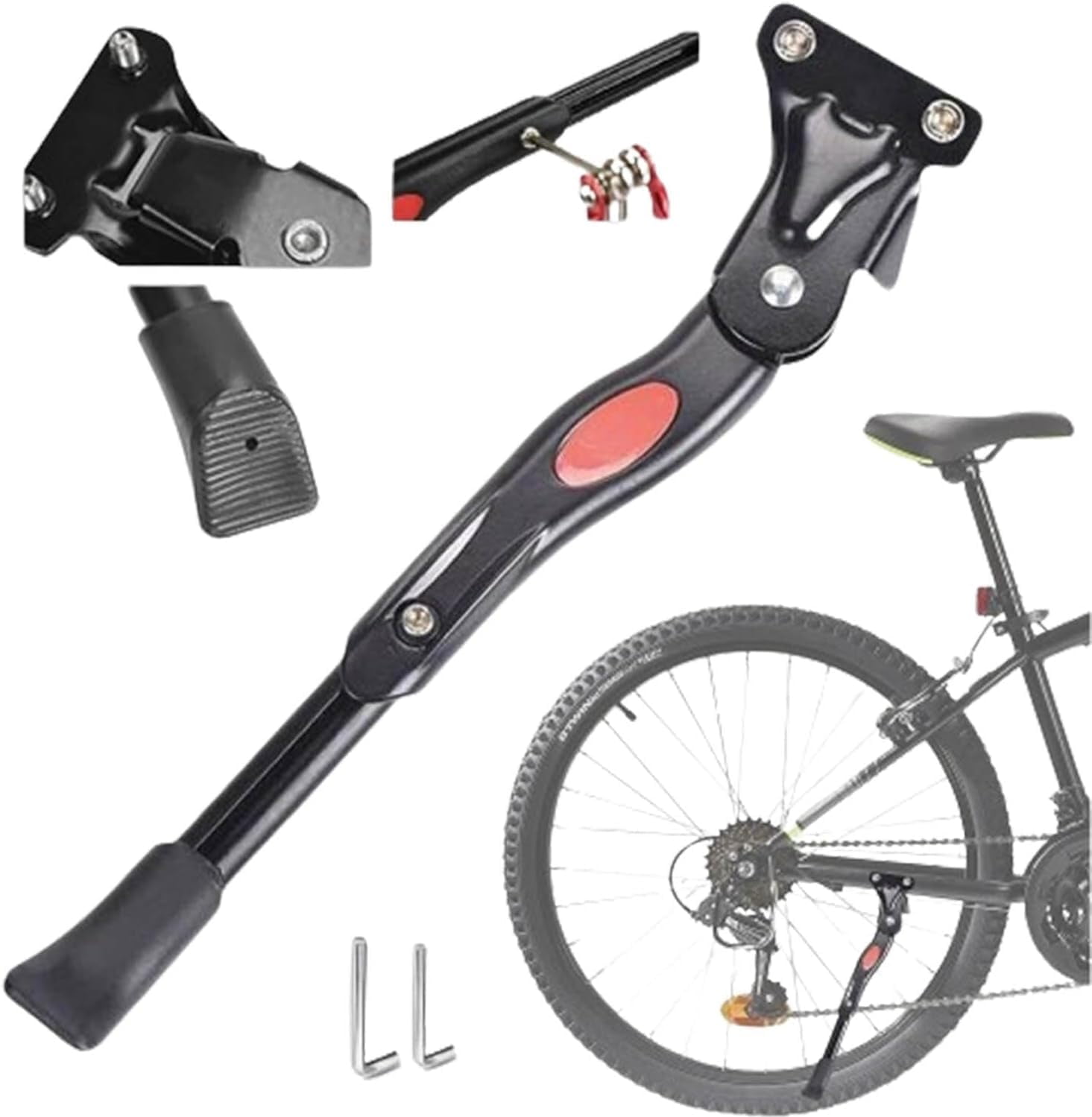 Adjustable Bike Kickstand For 24-29 Inch Bicycles - Fits Mountain Bikes, Ebikes & Road Bikes